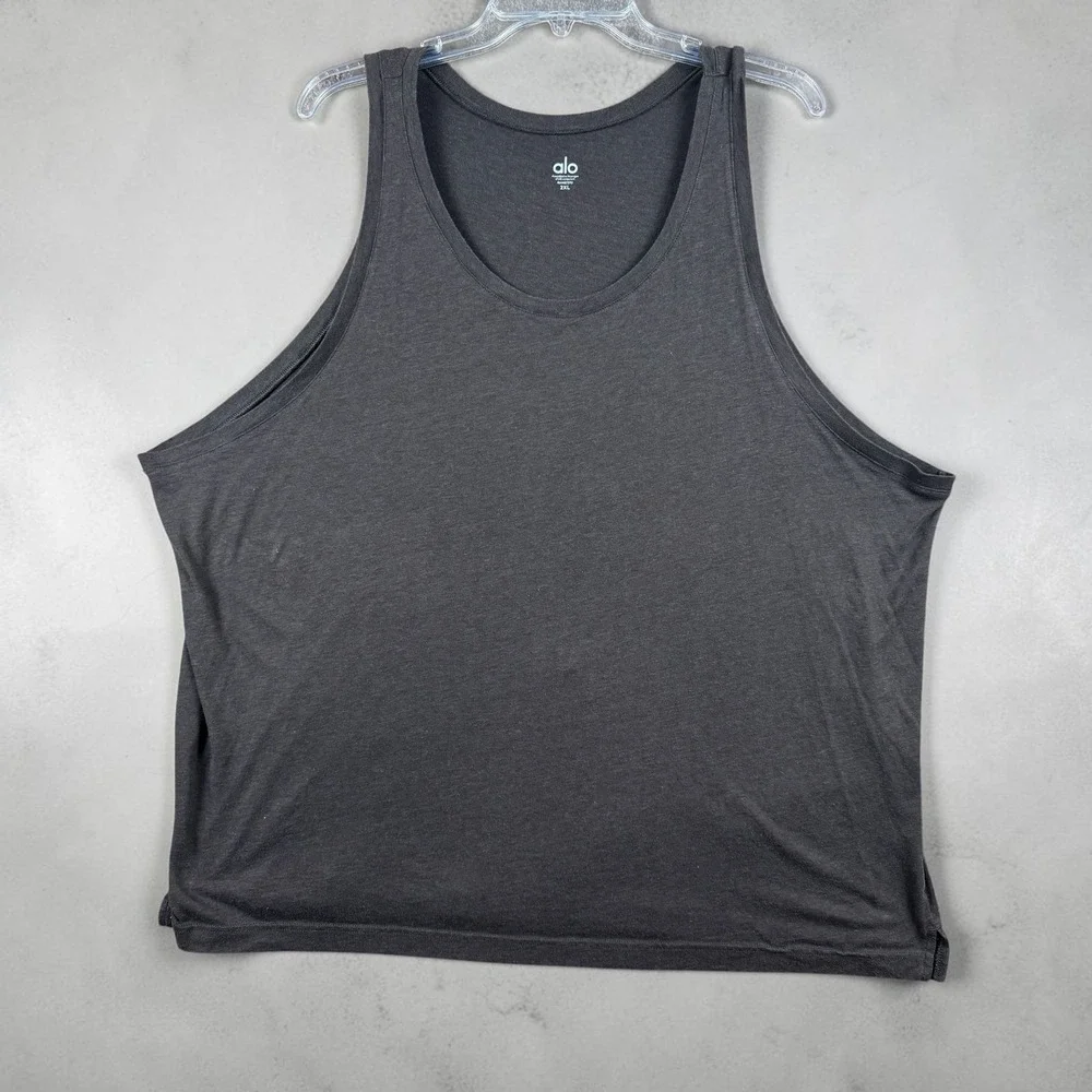 Alo Yoga Womens XXL Brown Heathered Scoop Neck Sleeveless Athletic Tank Top